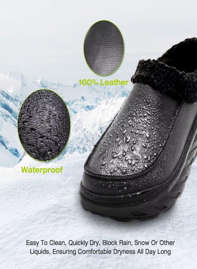 OrthoComfoot Men's Orthopedic Diabetic Extra Wide Toe Box Winter Slippers: Lightweight Leather Hammer Toes Bunions Recovery Dress Shoes, Soft Warm Arch Support Outdoor Wedding Meeting Walking Shoes Black Size 9 - Image 5